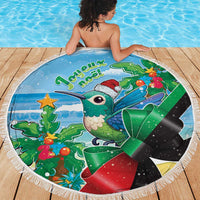 Martinique Christmas Beach Blanket Santa Hummingbird - Wonder Print Shop