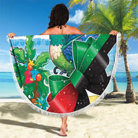 Martinique Christmas Beach Blanket Santa Hummingbird - Wonder Print Shop