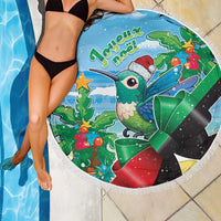 Martinique Christmas Beach Blanket Santa Hummingbird - Wonder Print Shop