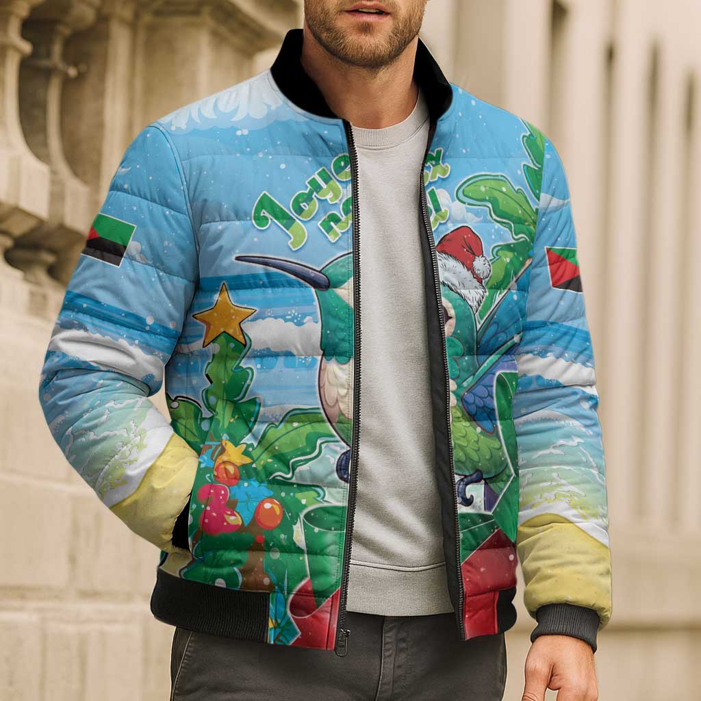 Martinique Christmas Bomber Puffer Jacket Santa Hummingbird - Wonder Print Shop