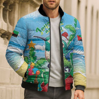 Martinique Christmas Bomber Puffer Jacket Santa Hummingbird - Wonder Print Shop