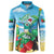 Martinique Christmas Button Sweatshirt Santa Hummingbird - Wonder Print Shop