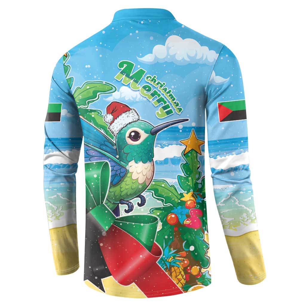 Martinique Christmas Button Sweatshirt Santa Hummingbird - Wonder Print Shop