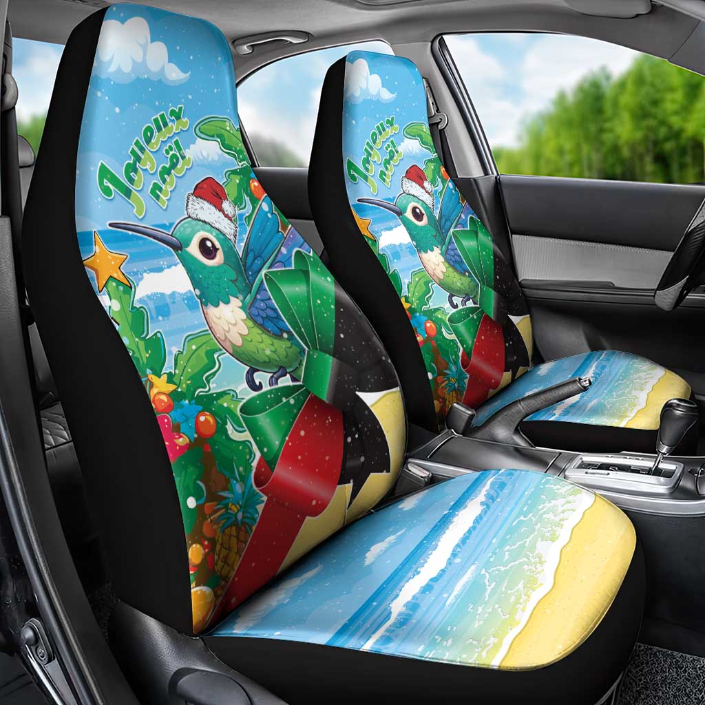 Martinique Christmas Car Seat Cover Santa Hummingbird - Wonder Print Shop