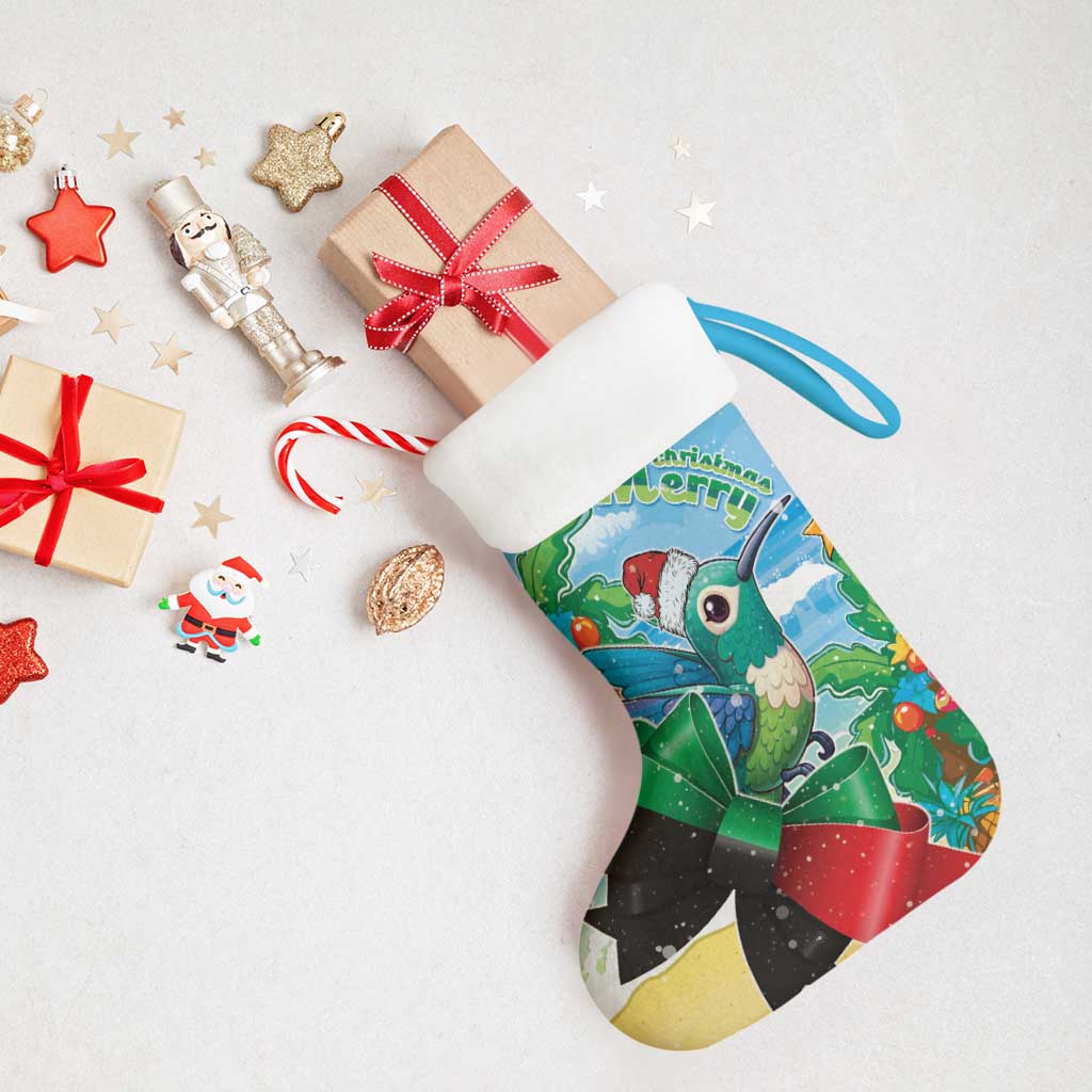 Martinique Christmas Stocking Santa Hummingbird - Wonder Print Shop