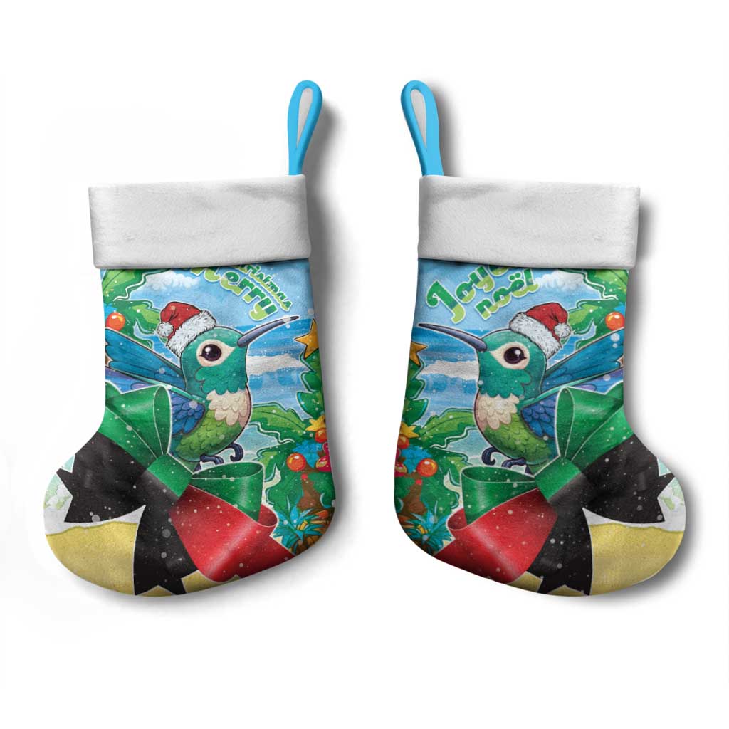 Martinique Christmas Stocking Santa Hummingbird - Wonder Print Shop