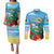 Martinique Christmas Couples Matching Puletasi and Long Sleeve Button Shirt Santa Hummingbird - Wonder Print Shop
