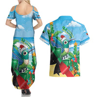 Martinique Christmas Couples Matching Summer Maxi Dress and Hawaiian Shirt Santa Hummingbird - Wonder Print Shop