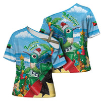 Martinique Christmas Cross Shoulder Shirt Santa Hummingbird - Wonder Print Shop