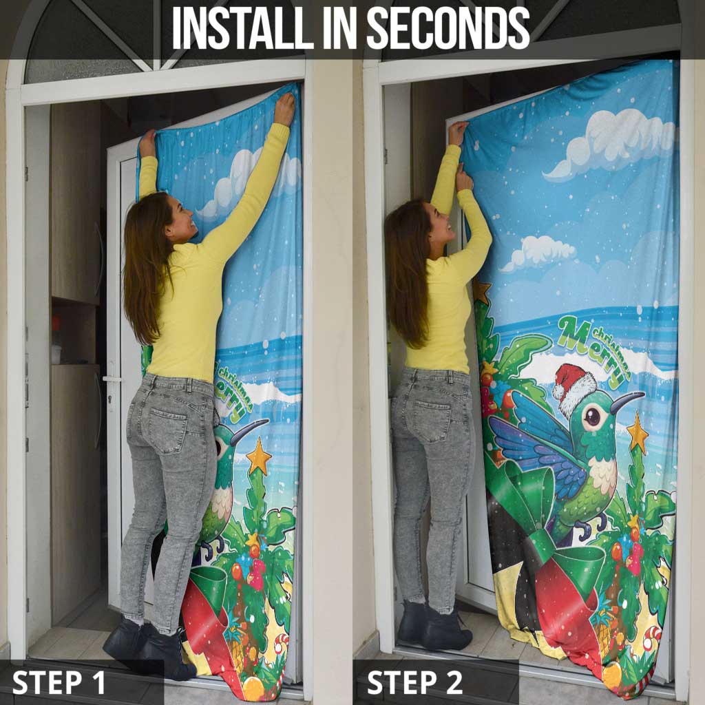 Martinique Christmas Door Cover Santa Hummingbird - Wonder Print Shop