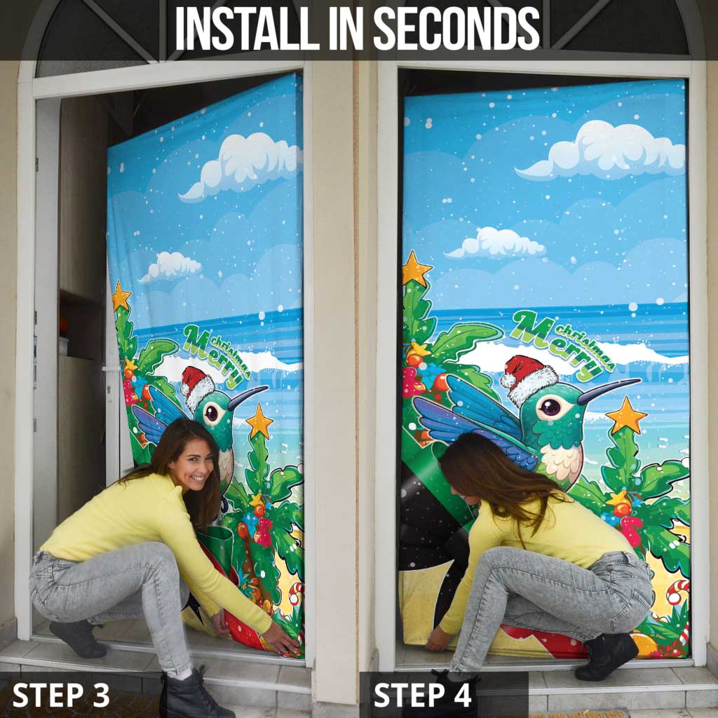 Martinique Christmas Door Cover Santa Hummingbird - Wonder Print Shop