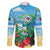 Martinique Christmas Family Matching Long Sleeve Bodycon Dress and Hawaiian Shirt Santa Hummingbird - Wonder Print Shop