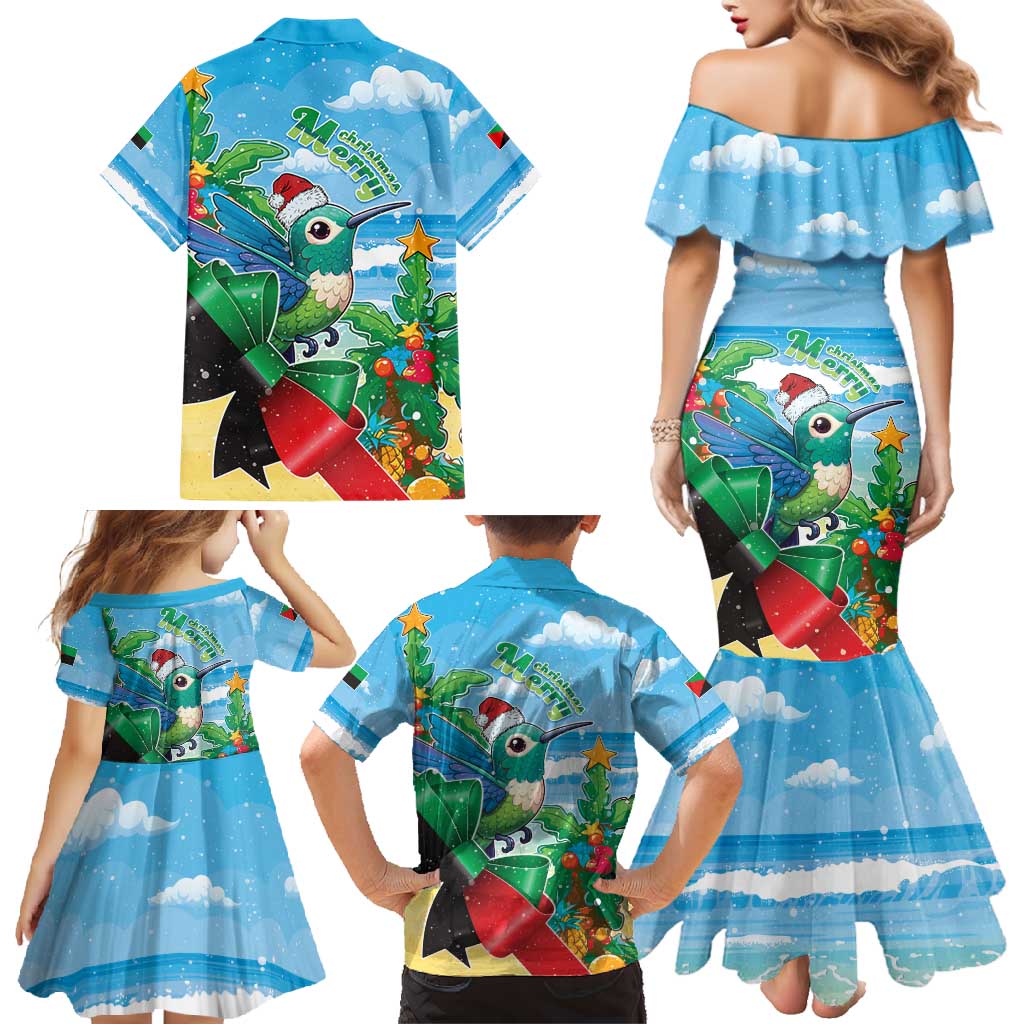 Martinique Christmas Family Matching Mermaid Dress and Hawaiian Shirt Santa Hummingbird - Wonder Print Shop