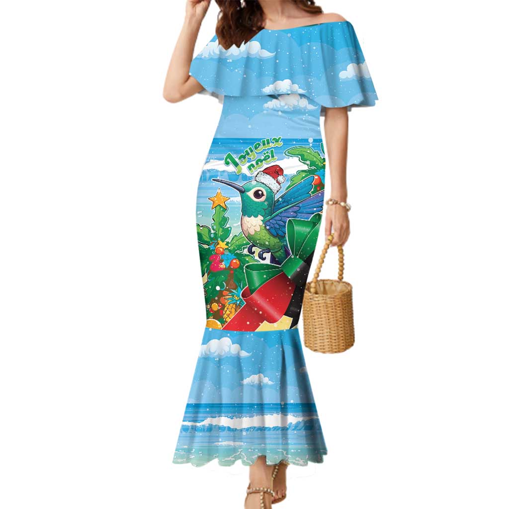 Martinique Christmas Family Matching Mermaid Dress and Hawaiian Shirt Santa Hummingbird - Wonder Print Shop
