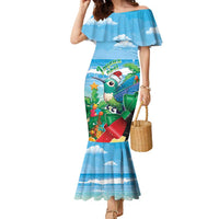 Martinique Christmas Family Matching Mermaid Dress and Hawaiian Shirt Santa Hummingbird - Wonder Print Shop