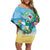 Martinique Christmas Family Matching Off Shoulder Short Dress and Hawaiian Shirt Santa Hummingbird - Wonder Print Shop