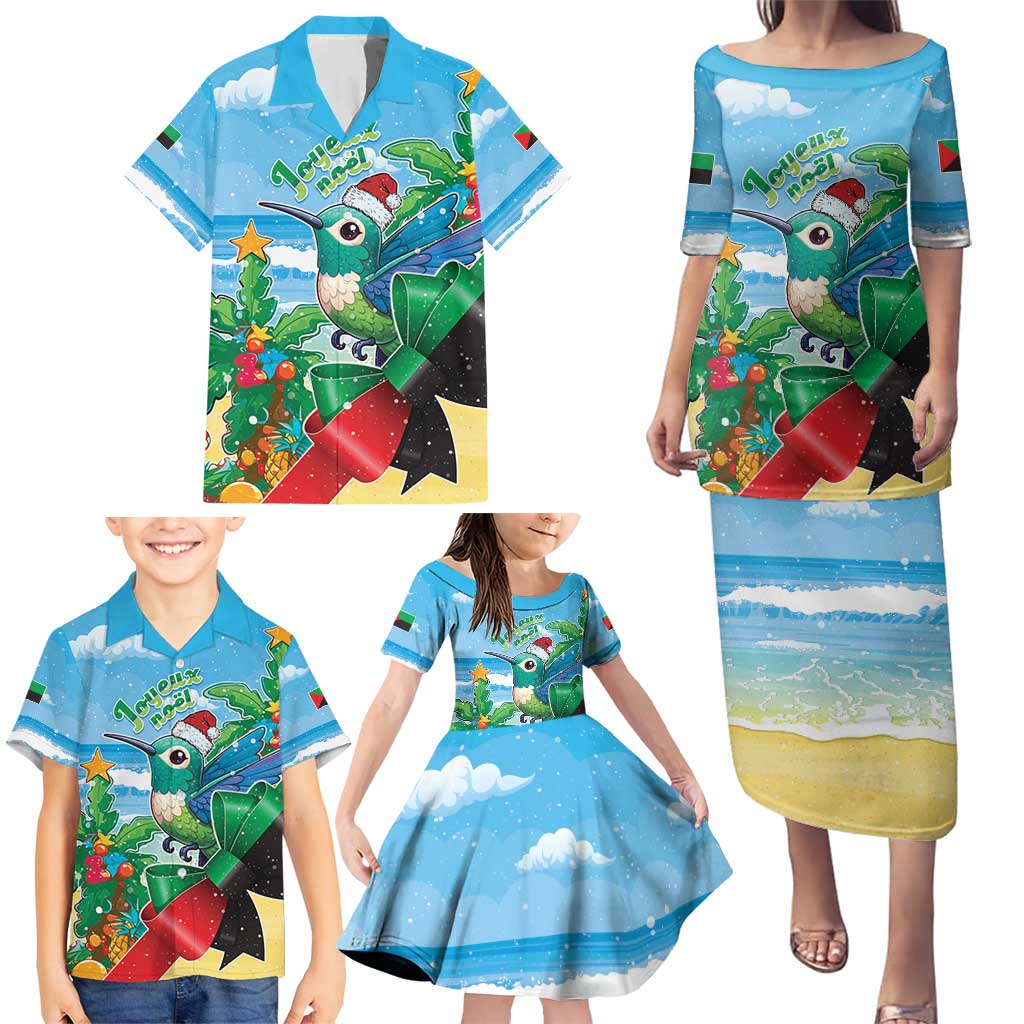 Martinique Christmas Family Matching Puletasi and Hawaiian Shirt Santa Hummingbird - Wonder Print Shop