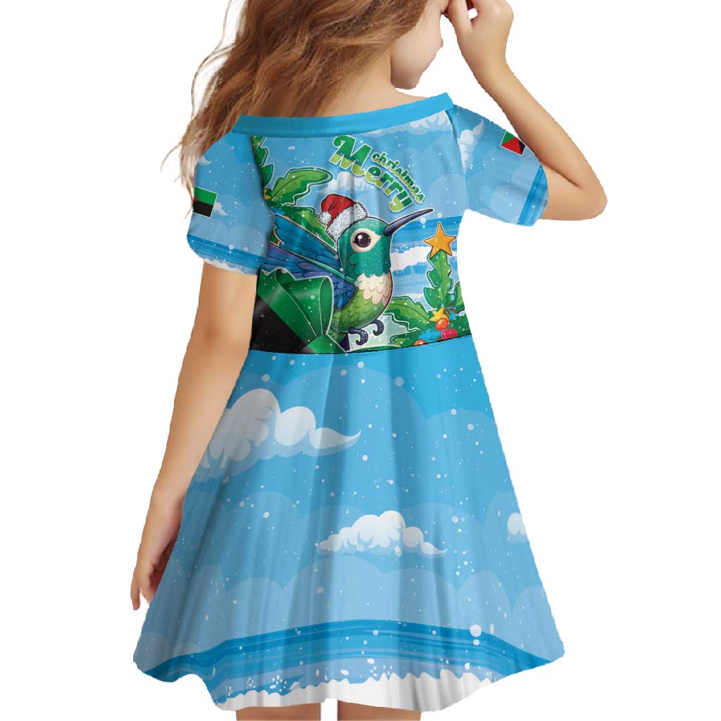 Martinique Christmas Family Matching Short Sleeve Bodycon Dress and Hawaiian Shirt Santa Hummingbird - Wonder Print Shop