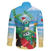 Martinique Christmas Family Matching Short Sleeve Bodycon Dress and Hawaiian Shirt Santa Hummingbird - Wonder Print Shop