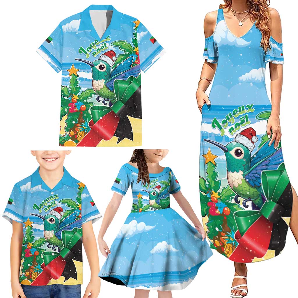 Martinique Christmas Family Matching Summer Maxi Dress and Hawaiian Shirt Santa Hummingbird - Wonder Print Shop