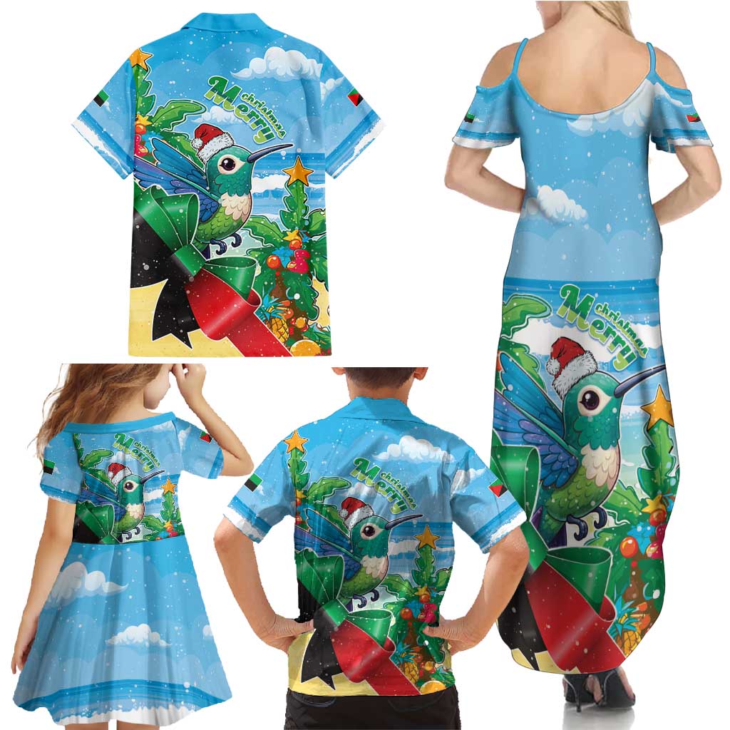 Martinique Christmas Family Matching Summer Maxi Dress and Hawaiian Shirt Santa Hummingbird - Wonder Print Shop