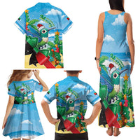 Martinique Christmas Family Matching Tank Maxi Dress and Hawaiian Shirt Santa Hummingbird - Wonder Print Shop