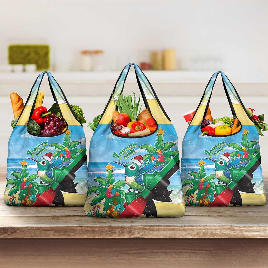 Martinique Christmas Grocery Bag Santa Hummingbird - Wonder Print Shop
