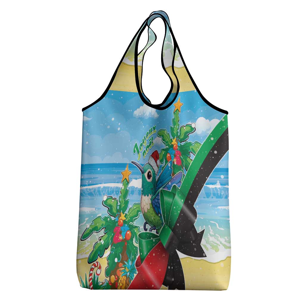 Martinique Christmas Grocery Bag Santa Hummingbird - Wonder Print Shop