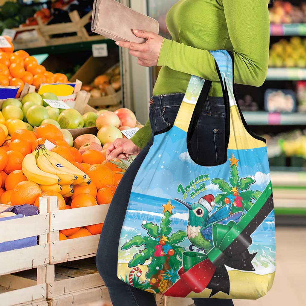 Martinique Christmas Grocery Bag Santa Hummingbird - Wonder Print Shop