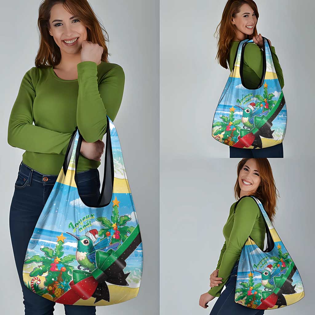 Martinique Christmas Grocery Bag Santa Hummingbird - Wonder Print Shop