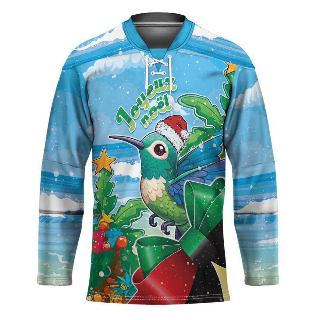 Martinique Christmas Hockey Jersey Santa Hummingbird - Wonder Print Shop