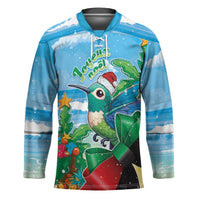 Martinique Christmas Hockey Jersey Santa Hummingbird - Wonder Print Shop