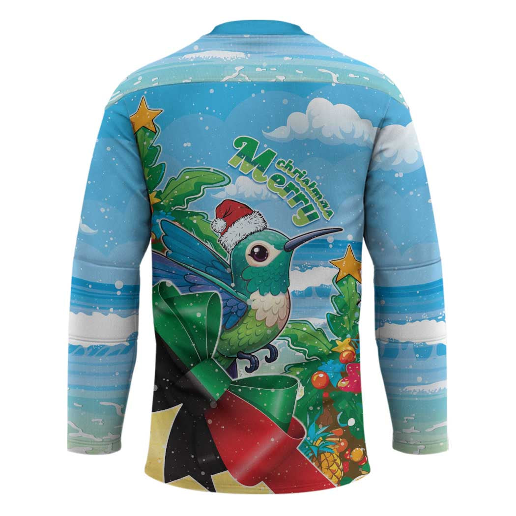 Martinique Christmas Hockey Jersey Santa Hummingbird - Wonder Print Shop