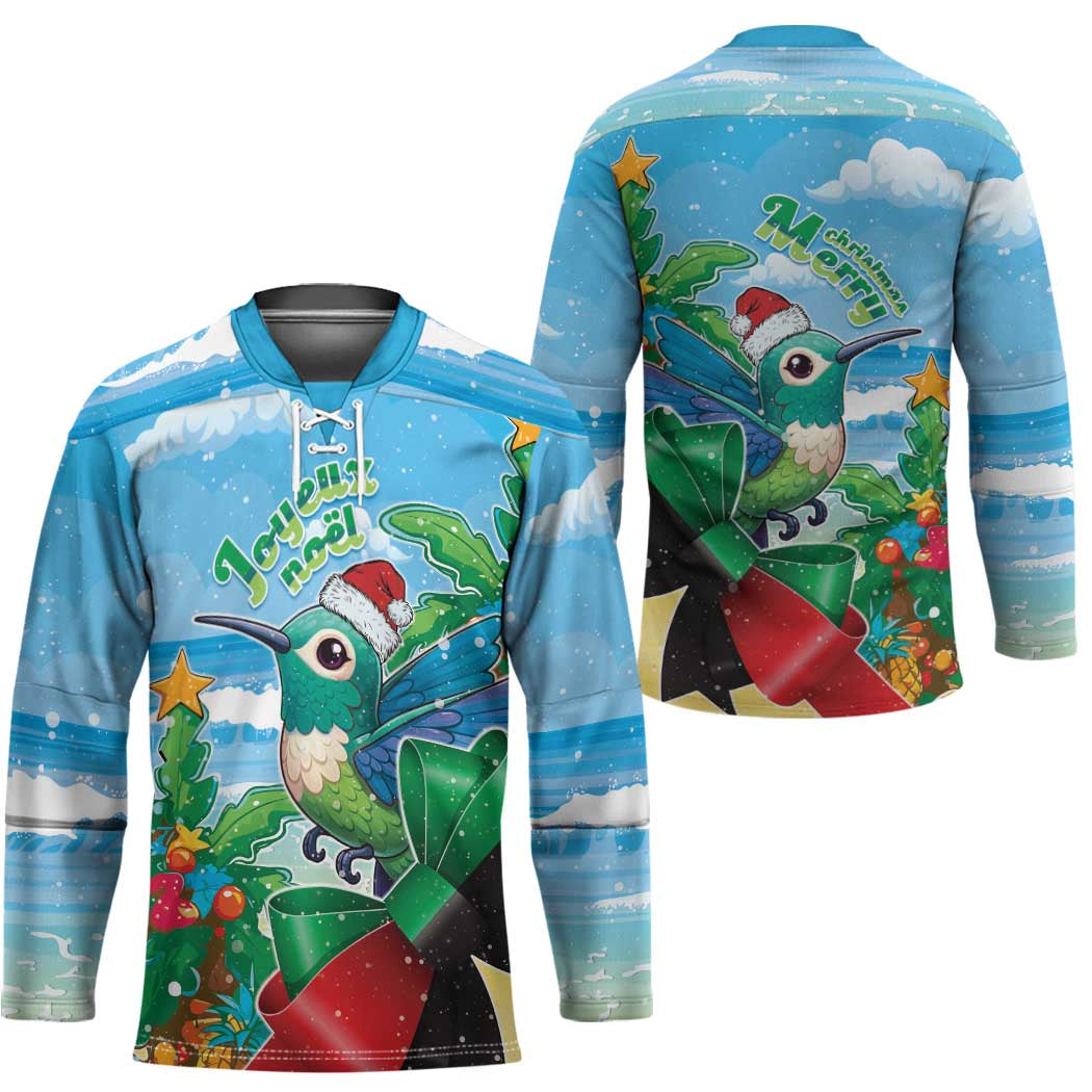 Martinique Christmas Hockey Jersey Santa Hummingbird - Wonder Print Shop