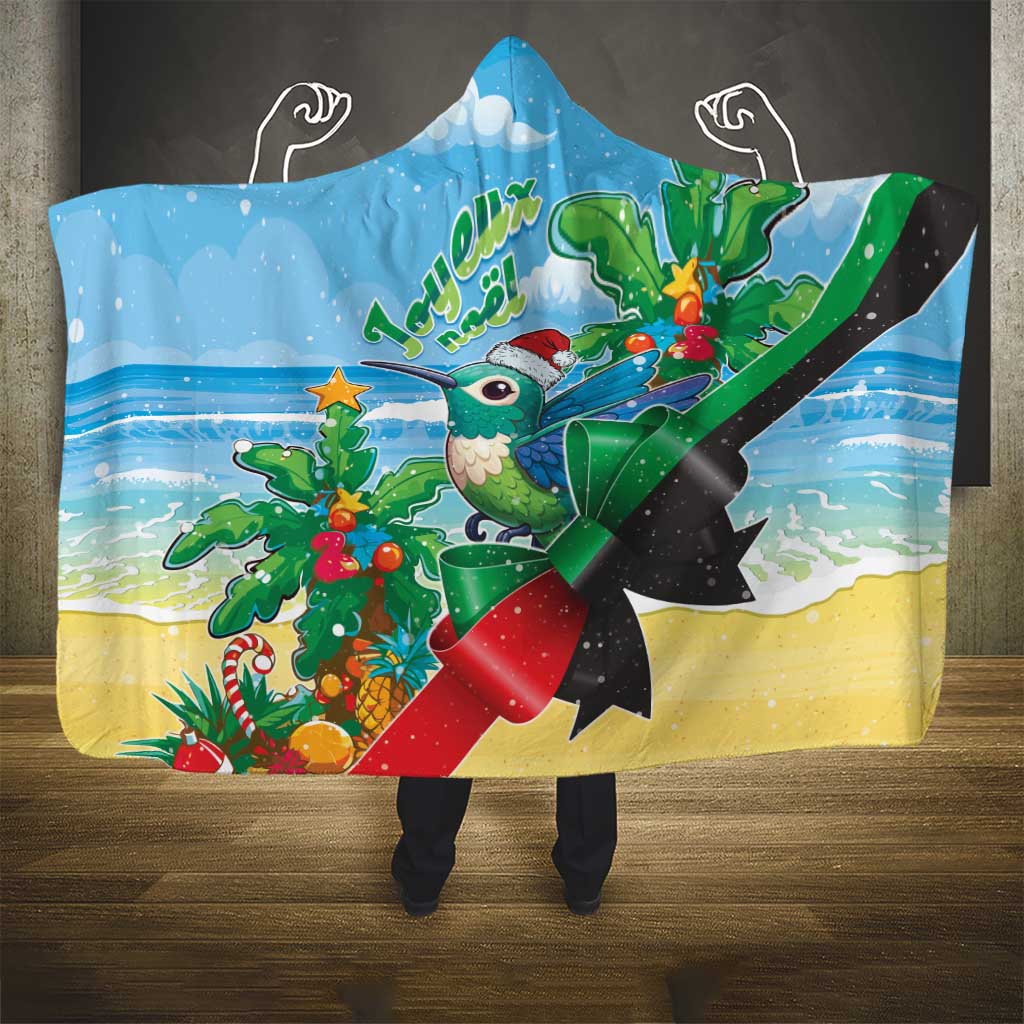 Martinique Christmas Hooded Blanket Santa Hummingbird - Wonder Print Shop