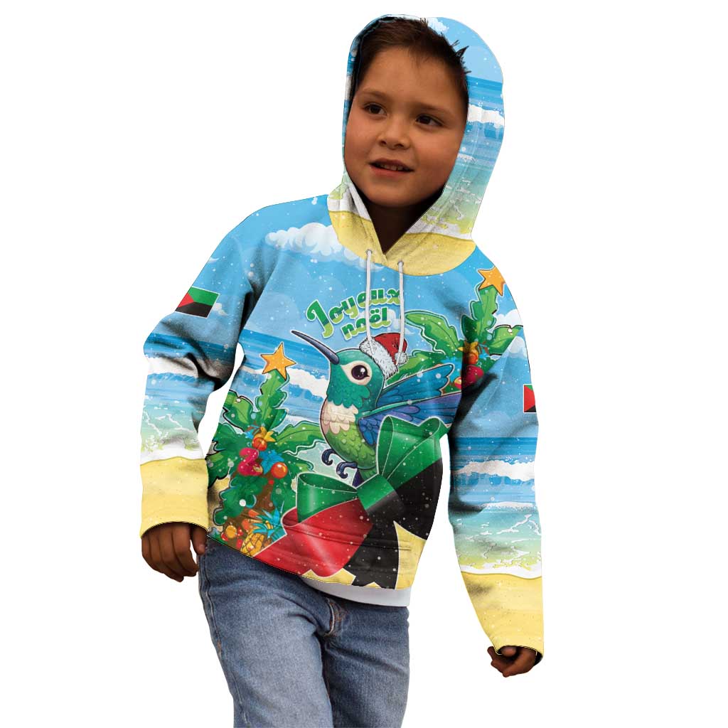 Martinique Christmas Kid Hoodie Santa Hummingbird - Wonder Print Shop