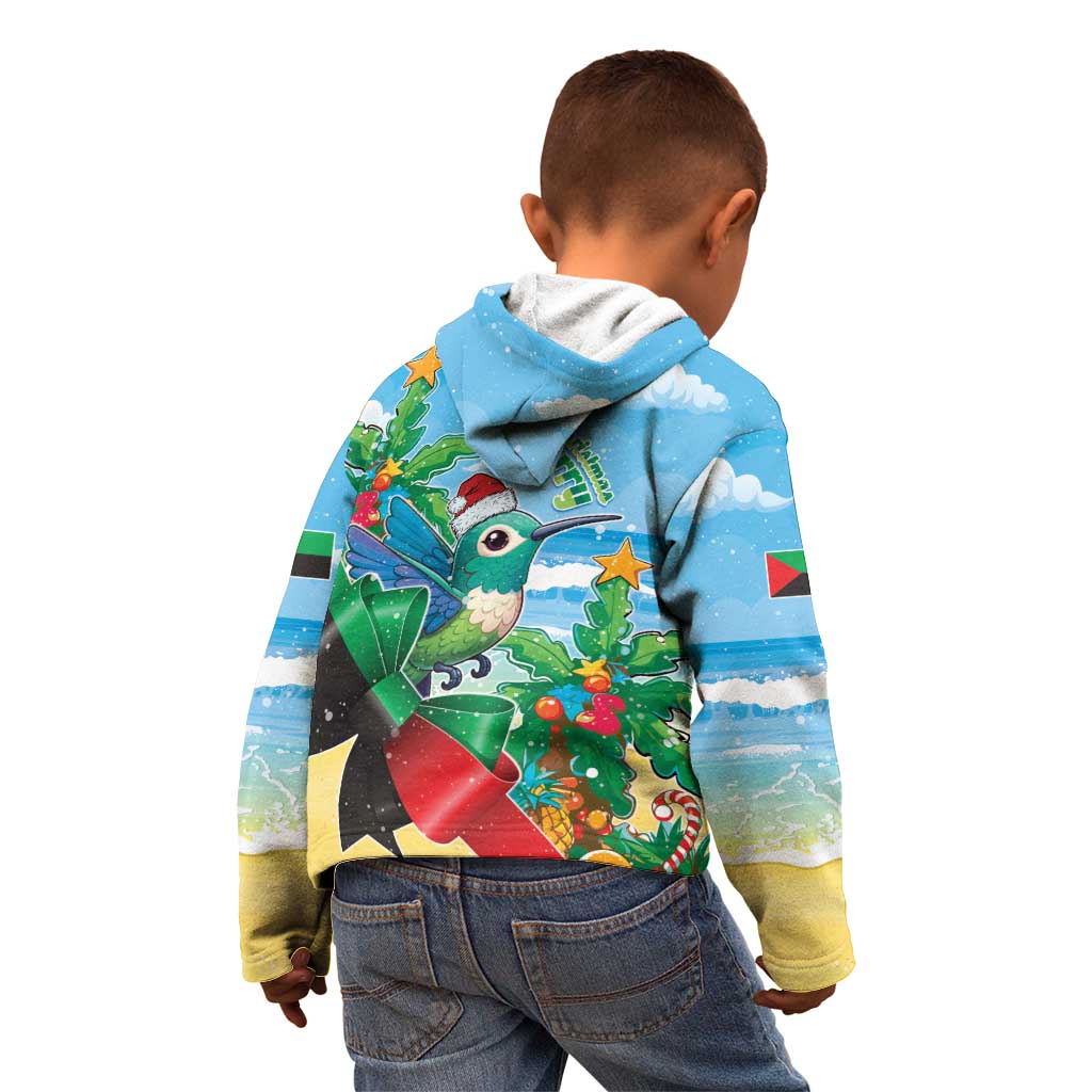Martinique Christmas Kid Hoodie Santa Hummingbird - Wonder Print Shop