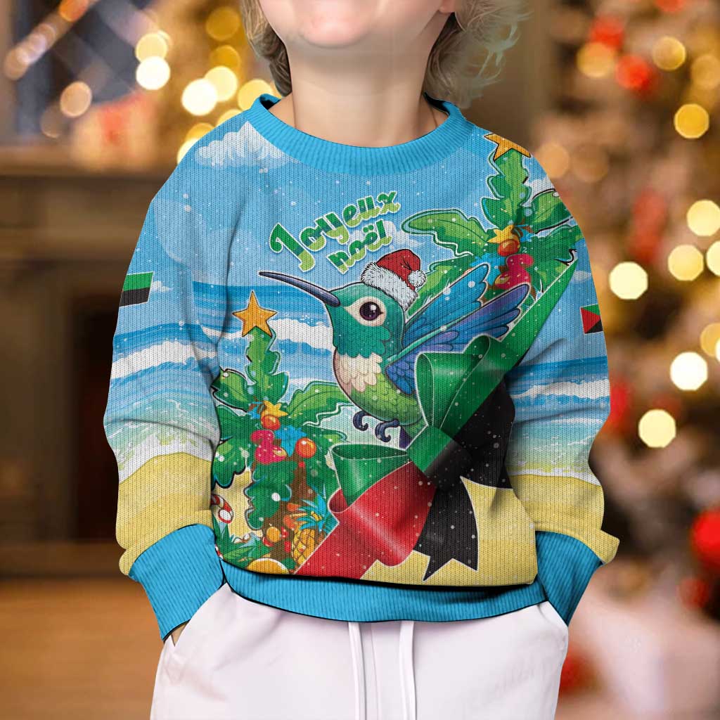 Martinique Christmas Kid Ugly Christmas Sweater Santa Hummingbird - Wonder Print Shop