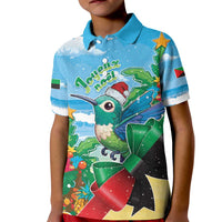 Martinique Christmas Kid Polo Shirt Santa Hummingbird - Wonder Print Shop