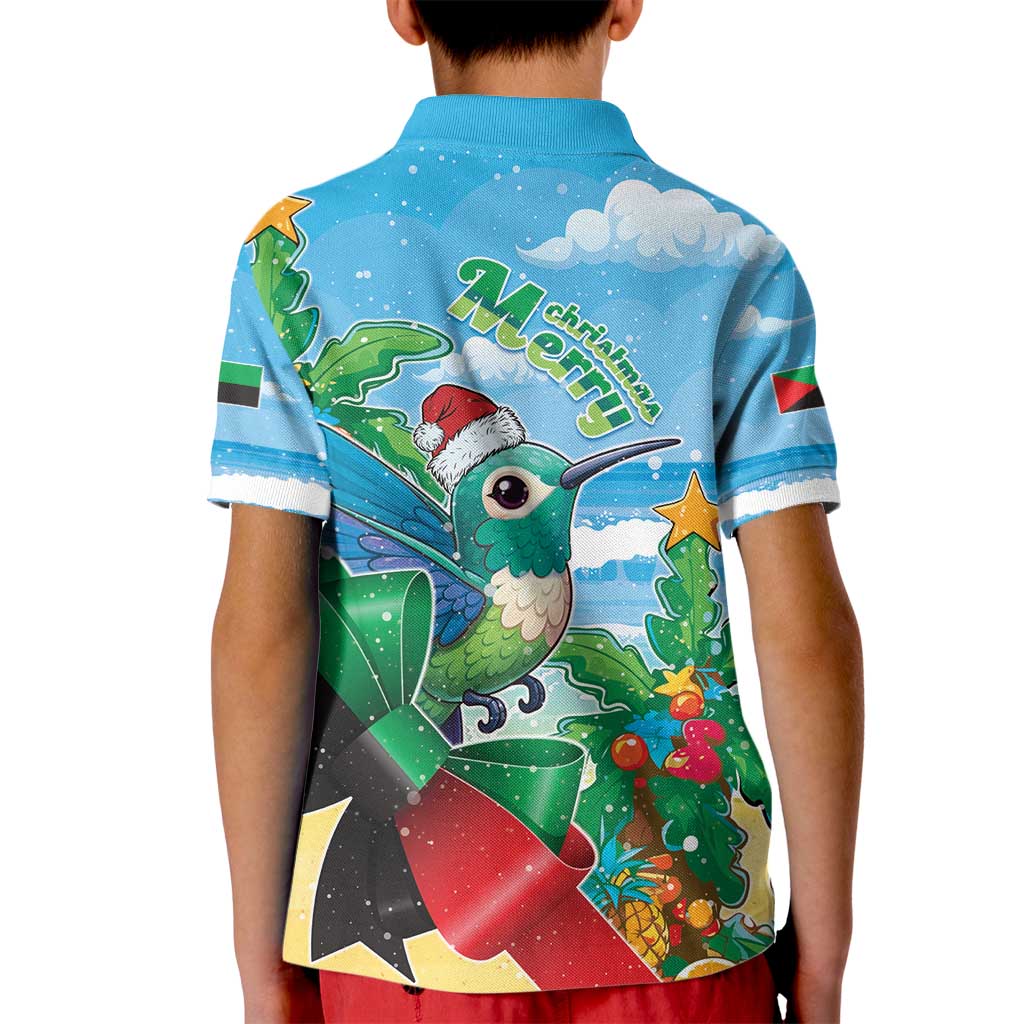 Martinique Christmas Kid Polo Shirt Santa Hummingbird - Wonder Print Shop