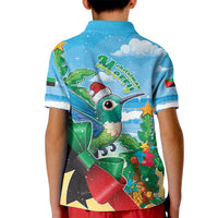 Martinique Christmas Kid Polo Shirt Santa Hummingbird - Wonder Print Shop
