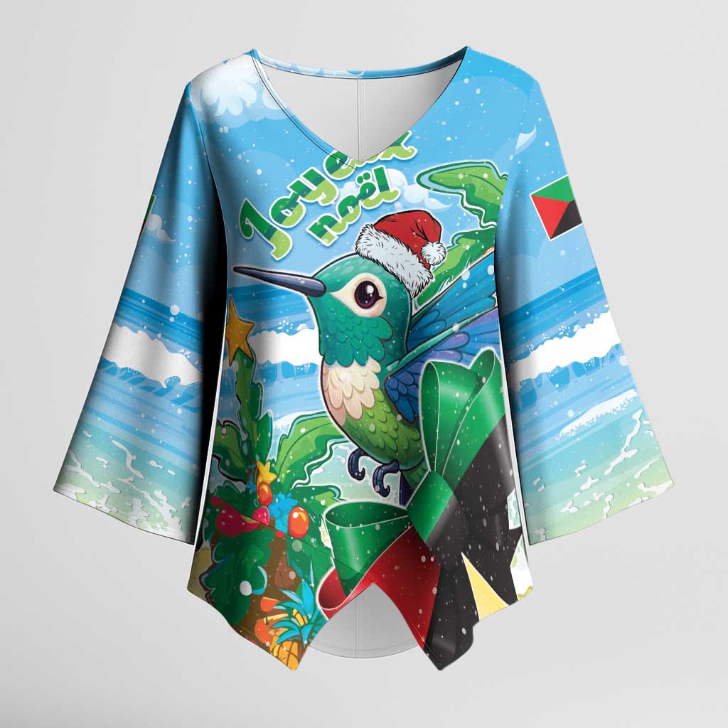 Martinique Christmas Kimono Sleeve Blouse Santa Hummingbird - Wonder Print Shop