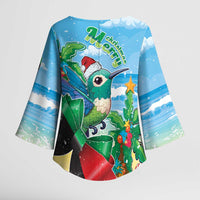 Martinique Christmas Kimono Sleeve Blouse Santa Hummingbird - Wonder Print Shop