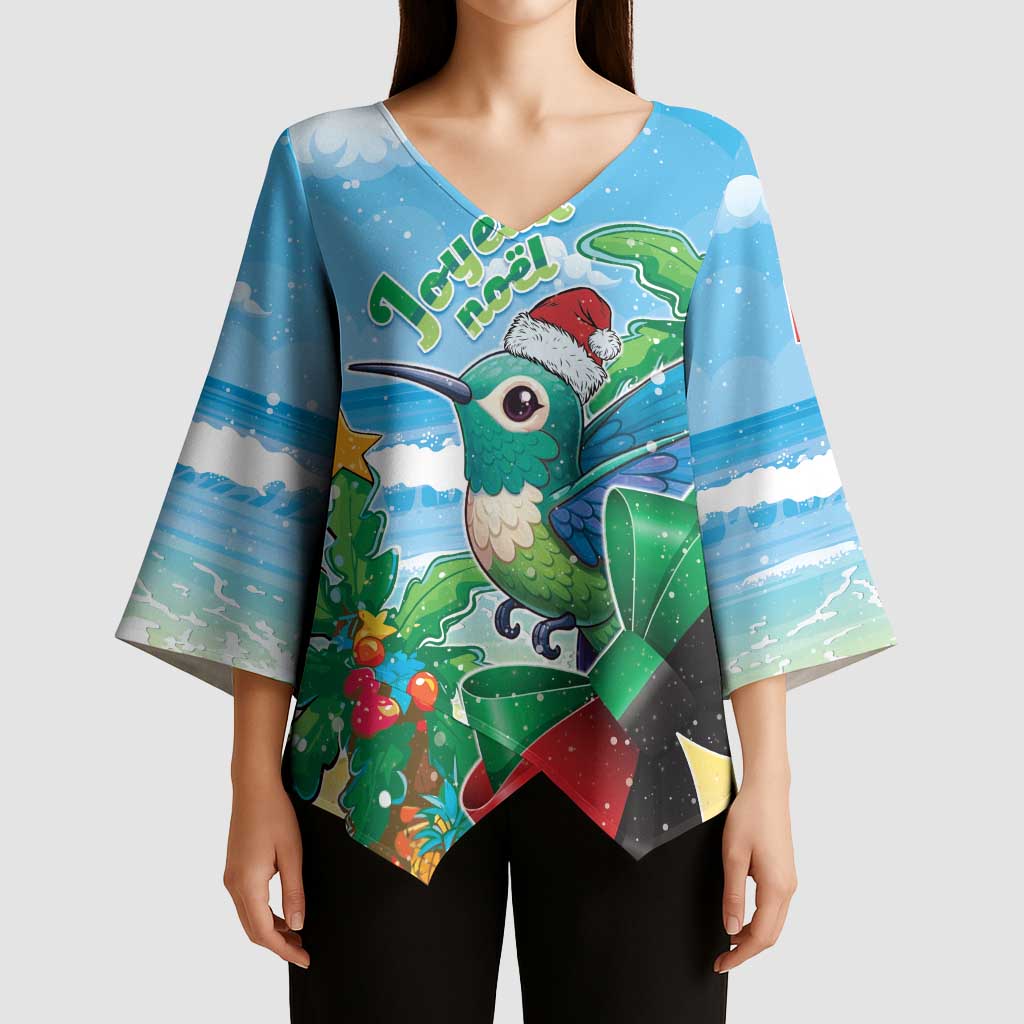 Martinique Christmas Kimono Sleeve Blouse Santa Hummingbird - Wonder Print Shop