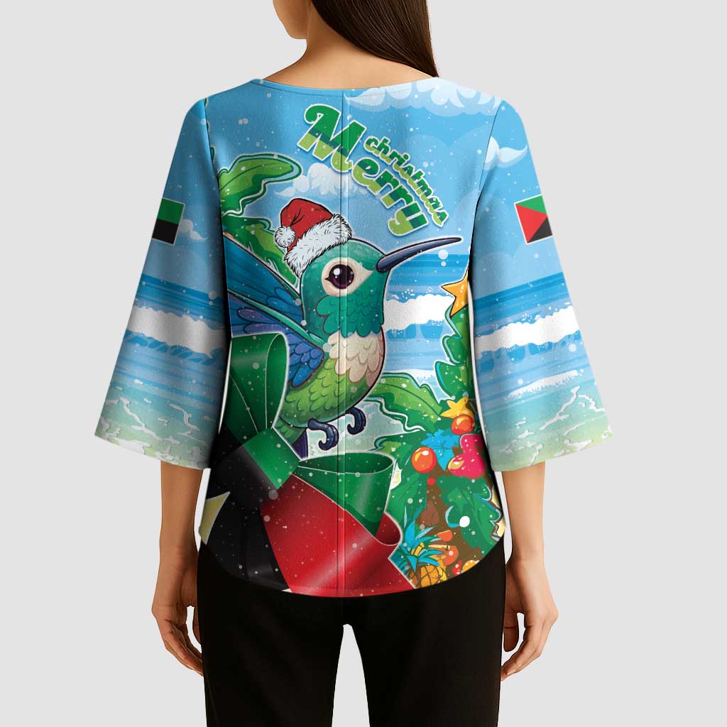 Martinique Christmas Kimono Sleeve Blouse Santa Hummingbird - Wonder Print Shop