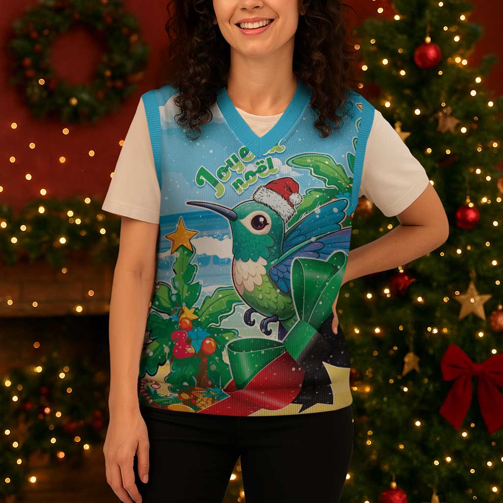 Martinique Christmas Knitted V-Neck Vest Santa Hummingbird - Wonder Print Shop