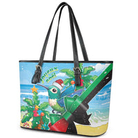 Martinique Christmas Leather Tote Bag Santa Hummingbird - Wonder Print Shop