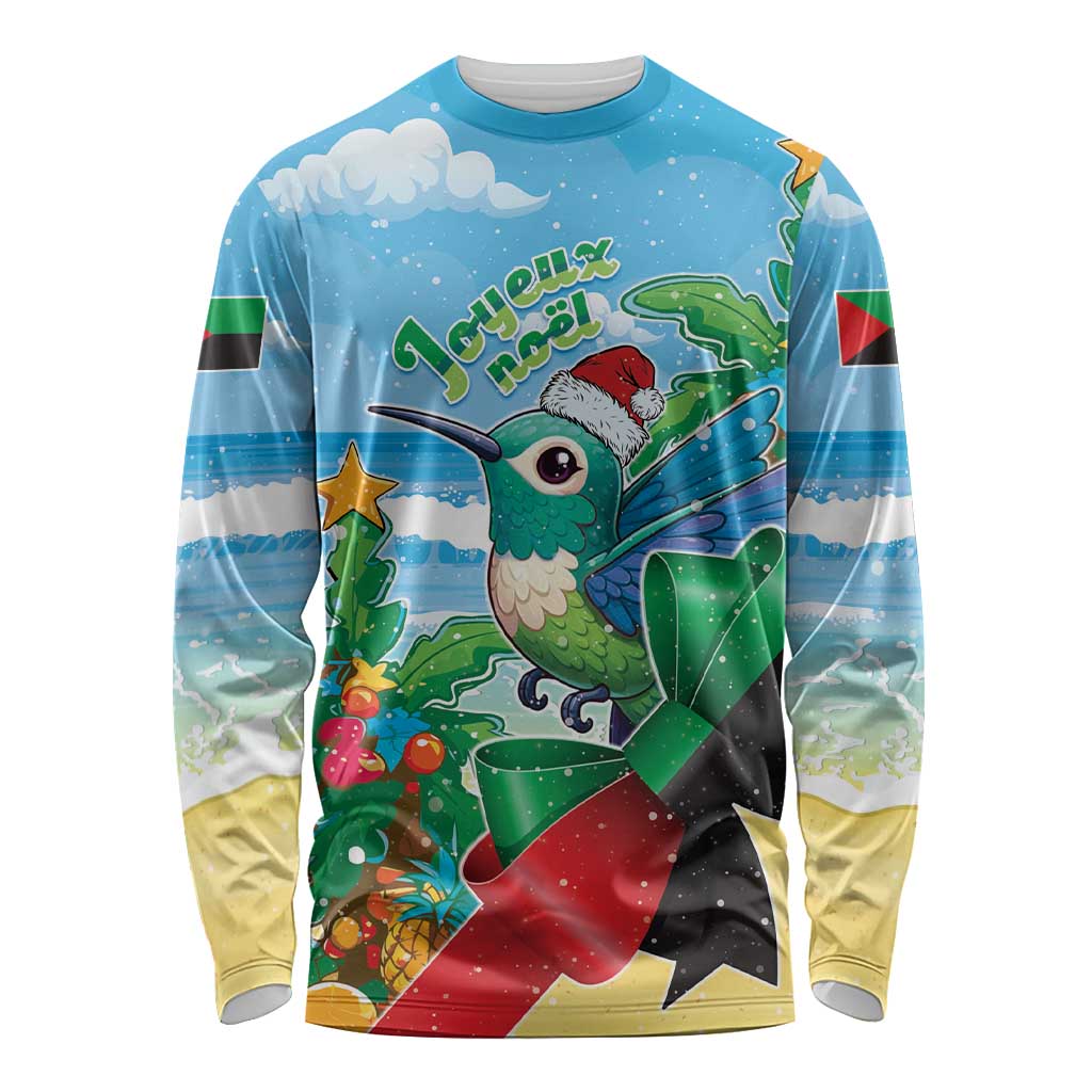 Martinique Christmas Long Sleeve Shirt Santa Hummingbird - Wonder Print Shop