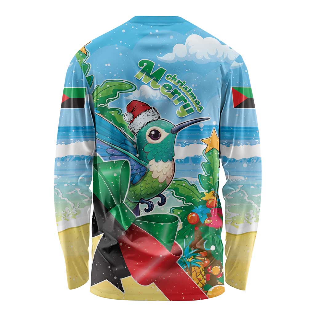 Martinique Christmas Long Sleeve Shirt Santa Hummingbird - Wonder Print Shop