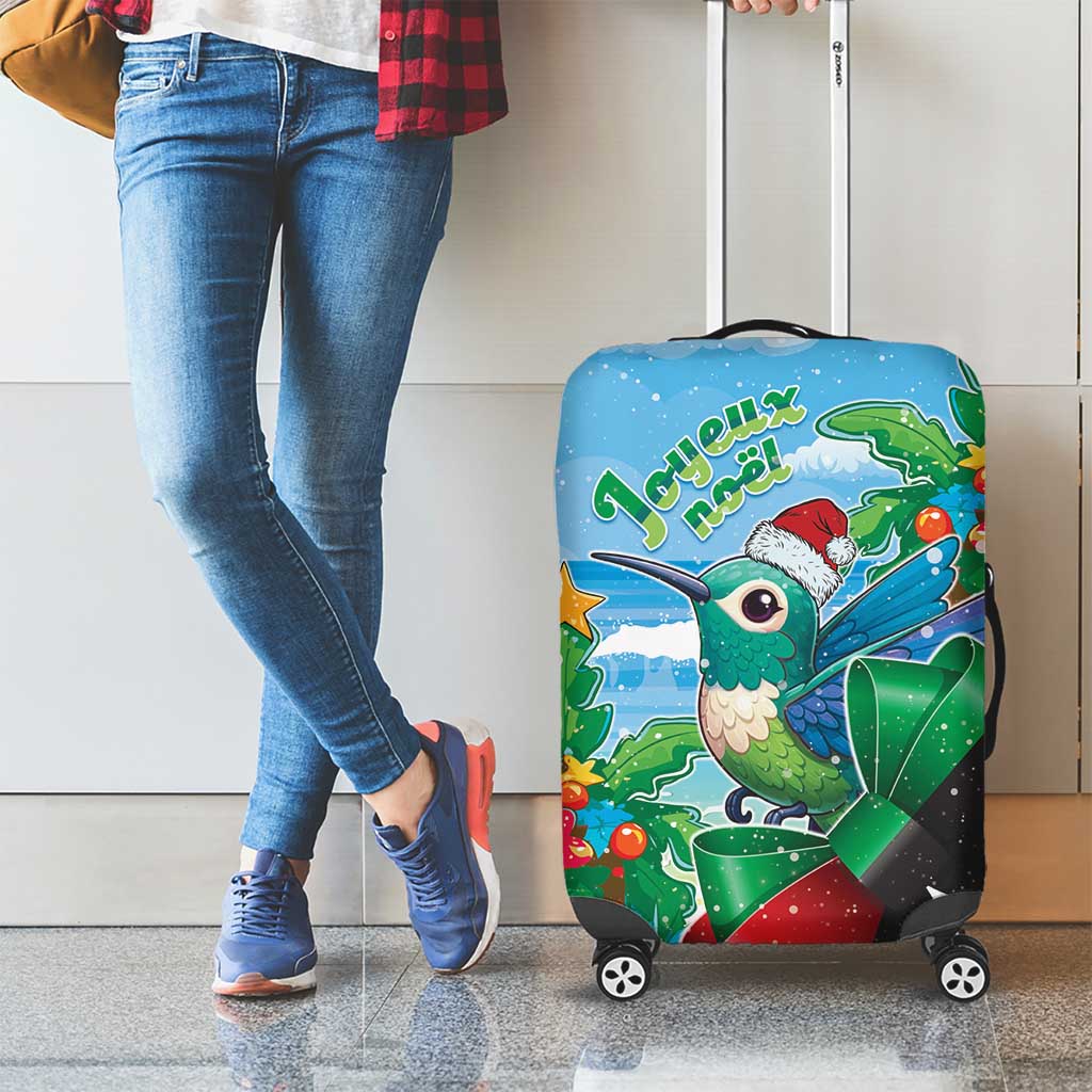 Martinique Christmas Luggage Cover Santa Hummingbird - Wonder Print Shop